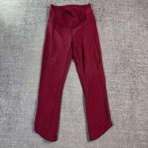 Lululemon Tight Stuff Tight II Women 4 Burgundy Scalloped Crop Leggings